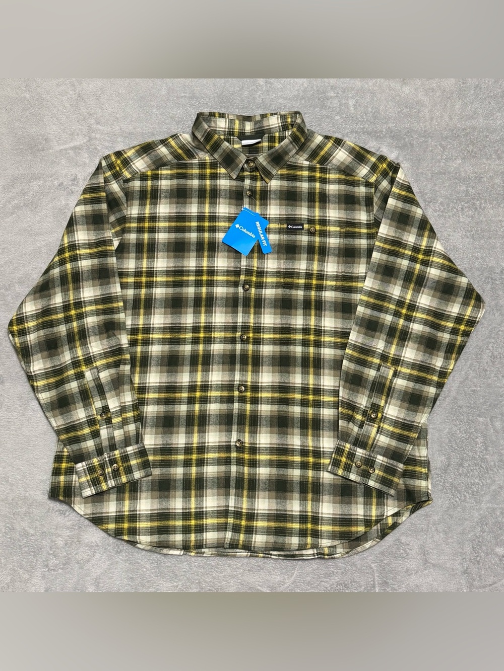 Columbia Cornell Woods Flannel Shirt Mens 2XL Green Plaid Outdoors Gorpcore NEW